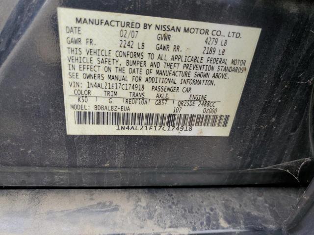Photo 10 from auction – 2007 NISSAN ALTIMA 2.5 with VIN 1N4AL21E17C174918
