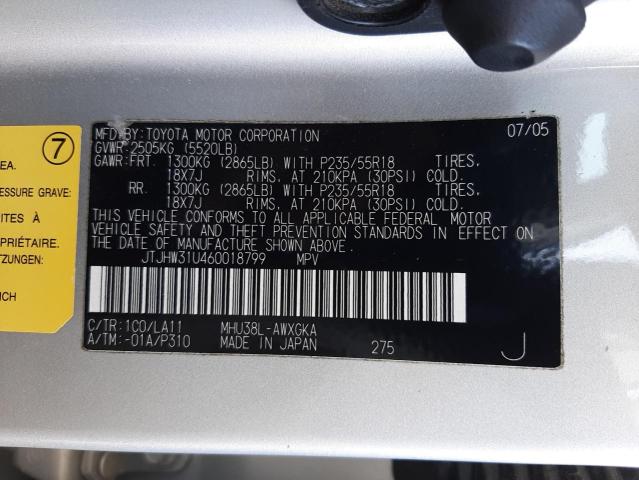 Photo 10 from auction – 2006 LEXUS RX 400 with VIN JTJHW31U460018799