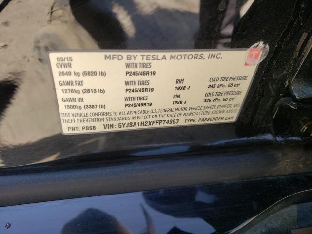 Photo 10 from auction – 2015 TESLA MODEL S 85 with VIN 5YJSA1H2XFFP74963