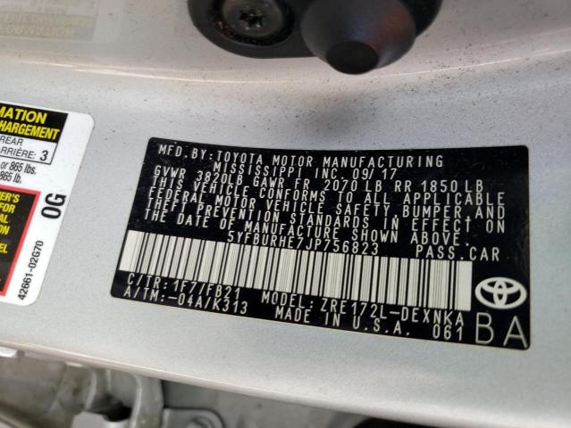 Photo 10 from auction – 2018 TOYOTA COROLLA L with VIN 5YFBURHE7JP756823