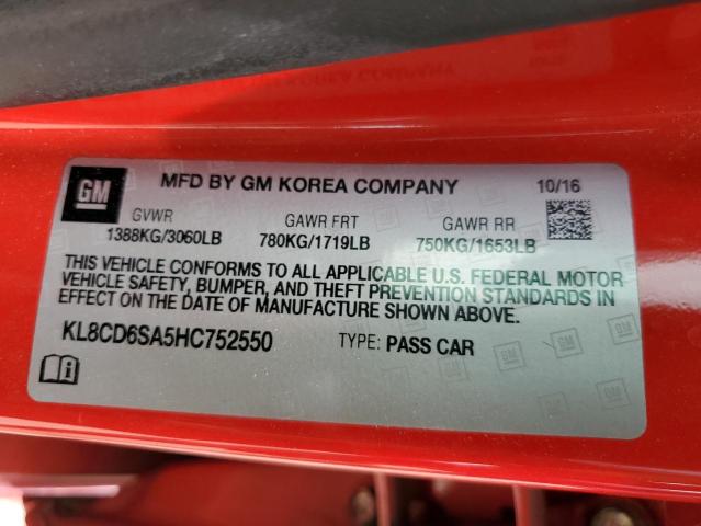 Photo 10 from auction – 2017 CHEVROLET SPARK 1LT with VIN KL8CD6SA5HC752550