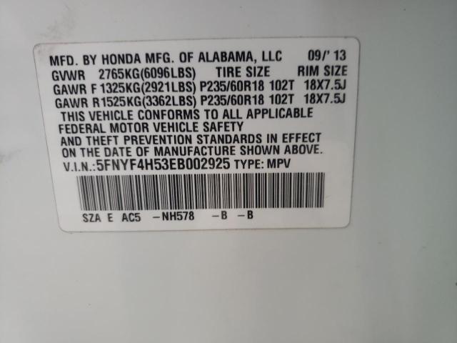 صورة رقم 10 من المزاد - 2014 HONDA PILOT EXL مع VIN 5FNYF4H53EB002925