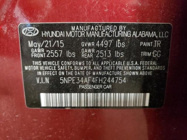 Photo 10 from auction – 2015 HYUNDAI SONATA SPO with VIN 5NPE34AF4FH244754