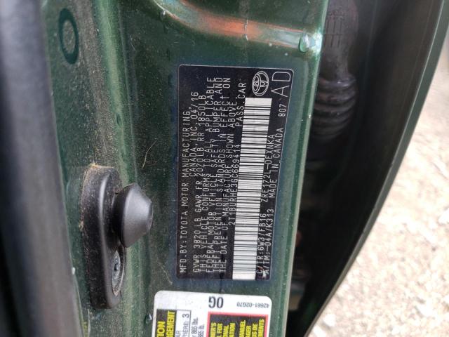 Photo 10 from auction – 2016 TOYOTA COROLLA L with VIN 2T1BURHE3GC669414