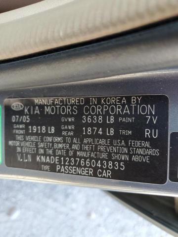 Photo 10 from auction – 2006 KIA RIO with VIN KNADE123766043835