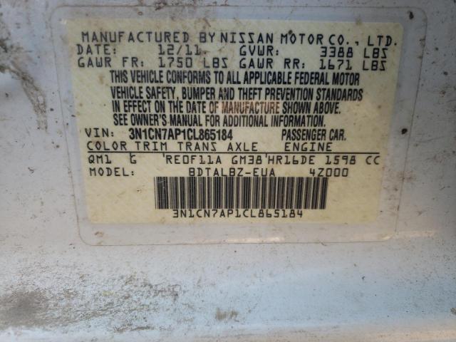 Photo 10 from auction – 2012 NISSAN VERSA S with VIN 3N1CN7AP1CL865184