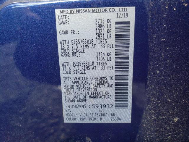 Photo 10 from auction – 2020 NISSAN PATHFINDER with VIN 5N1DR2BN5LC593932