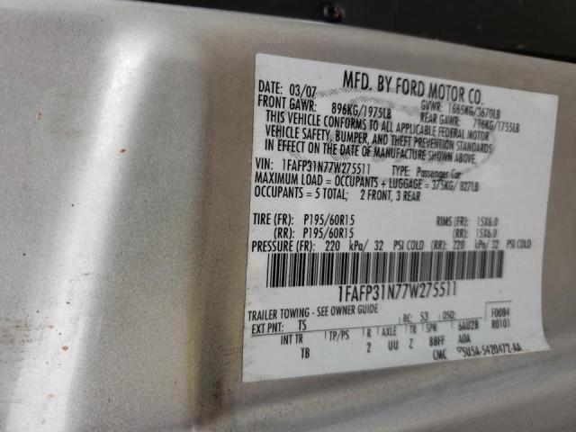 Photo 10 from auction – 2007 FORD FOCUS ZX3 with VIN 1FAFP31N77W275511