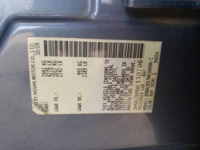 Photo 10 from auction – 2010 NISSAN ALTIMA BAS with VIN 1N4AL2AP6AC110706