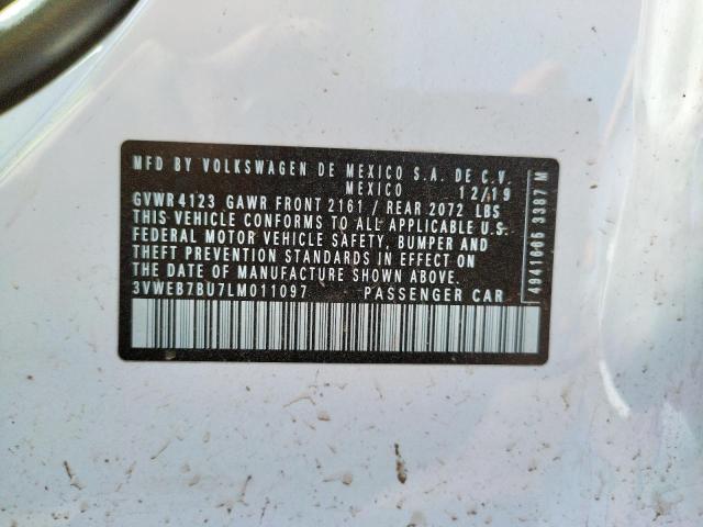 Photo 10 from auction – 2020 VOLKSWAGEN JETTA SEL with VIN 3VWEB7BU7LM011097