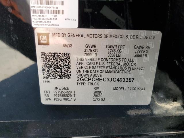 Photo 10 from auction – 2018 CHEVROLET SILVERADO with VIN 3GCPCREC3JG403187