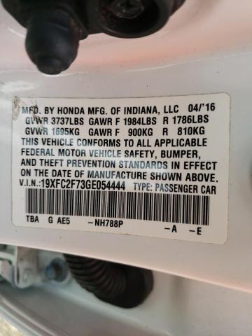 Photo 10 from auction – 2016 HONDA CIVIC EX with VIN 19XFC2F73GE054444