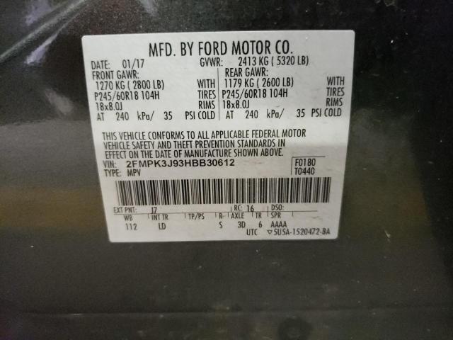 Photo 10 from auction – 2017 FORD EDGE SEL with VIN 2FMPK3J93HBB30612