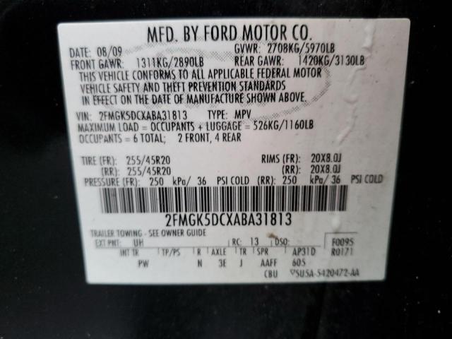 Photo 10 from auction – 2010 FORD FLEX LIMIT with VIN 2FMGK5DCXABA31813
