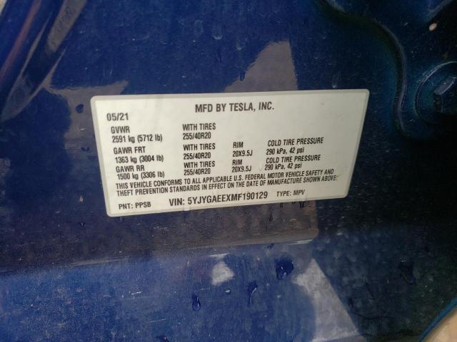 Photo 10 from auction – 2021 TESLA MODEL Y with VIN 5YJYGAEEXMF190129