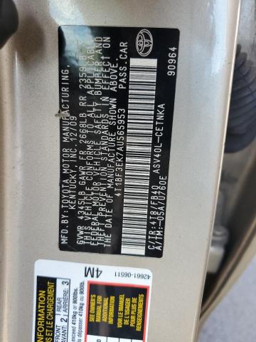 Photo 10 from auction – 2010 TOYOTA CAMRY BASE with VIN 4T1BF3EK7AU565953