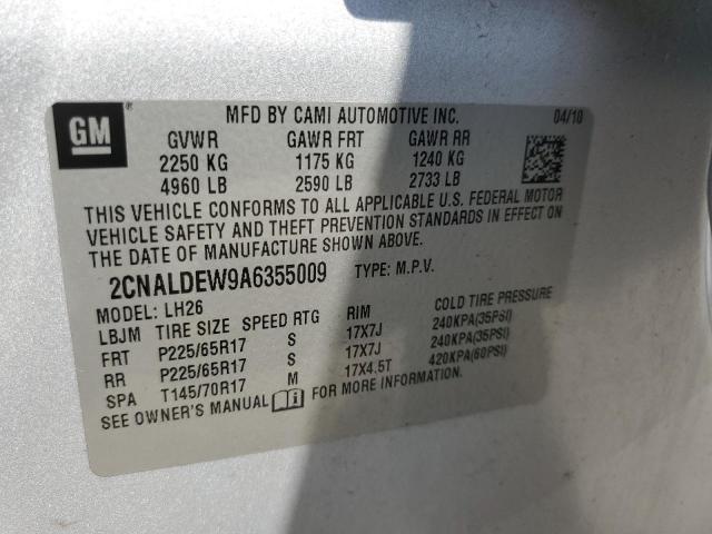 Photo 10 from auction – 2010 CHEVROLET EQUINOX LT with VIN 2CNALDEW9A6355009