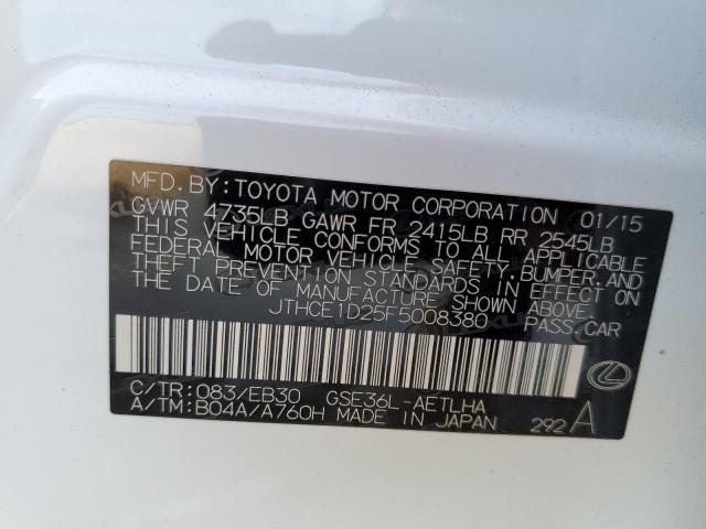 Photo 10 from auction – 2015 LEXUS IS 350 with VIN JTHCE1D25F5008380