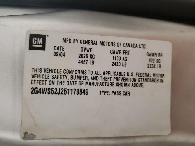 Photo 10 from auction – 2005 BUICK CENTURY CU with VIN 2G4WS52J251179849