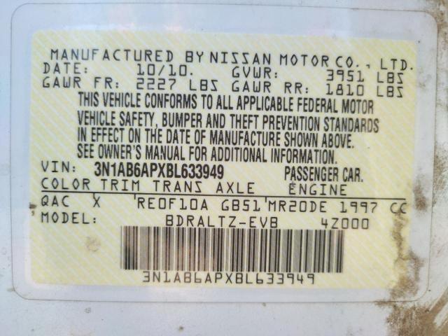 Photo 10 from auction – 2011 NISSAN SENTRA 2.0 with VIN 3N1AB6APXBL633949