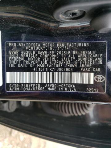 Photo 10 from auction – 2015 TOYOTA CAMRY LE with VIN 4T1BF1FK7FU003903