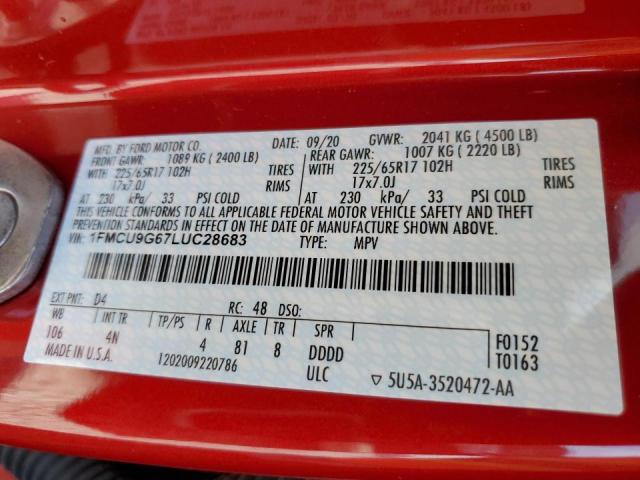 Photo 10 from auction – 2020 FORD ESCAPE SE with VIN 1FMCU9G67LUC28683