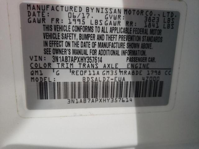 Photo 10 from auction – 2017 NISSAN SENTRA S with VIN 3N1AB7APXHY357614