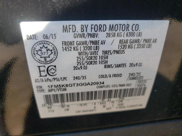 Photo 10 from auction – 2016 FORD EXPLORER S with VIN 1FM5K8GT3GGA20934
