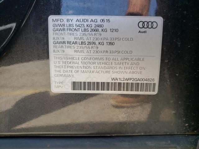 Photo 10 from auction – 2016 AUDI Q5 PREMIUM with VIN WA1L2AFP2GA004826