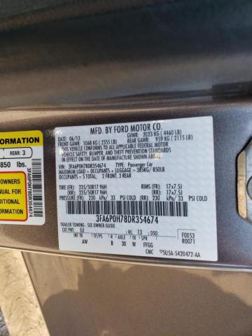 Photo 10 from auction – 2013 FORD FUSION SE with VIN 3FA6P0H78DR354674