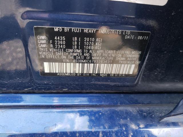 Photo 10 from auction – 2011 SUBARU LEGACY 2.5 with VIN 4S3BMBC67B3263631