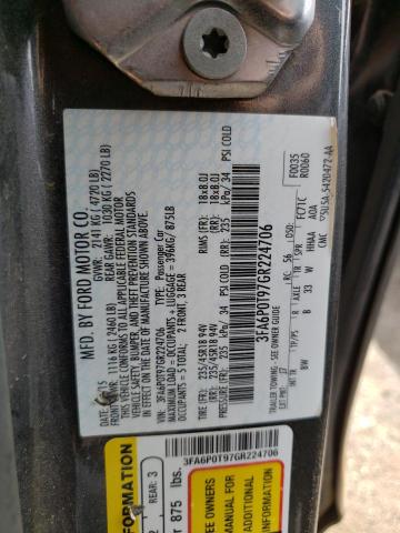 Photo 10 from auction – 2016 FORD FUSION SE with VIN 3FA6P0T97GR224706