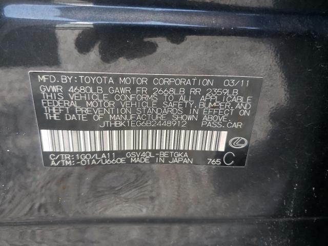 Photo 10 from auction – 2011 LEXUS ES 350 with VIN JTHBK1EG6B2448912