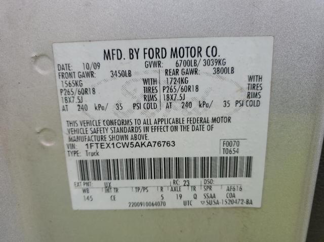 Photo 10 from auction – 2010 FORD F150 SUPER with VIN 1FTEX1CW5AKA76763