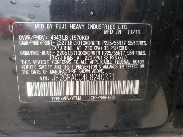 Photo 10 from auction – 2014 SUBARU XV CROSSTR with VIN JF2GPACC4E8240331