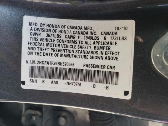 Photo 10 from auction – 2011 HONDA CIVIC VP with VIN 2HGFA1F39BH520566