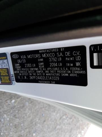 Photo 10 from auction – 2020 KIA FORTE FE with VIN 3KPF24AD2LE141029