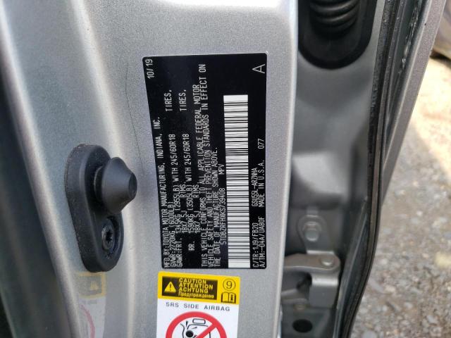 Photo 10 from auction – 2019 TOYOTA HIGHLANDER with VIN 5TDBZRFHXKS739408