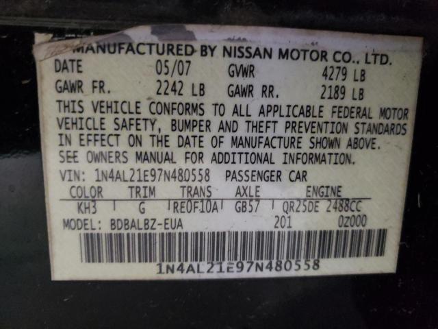 Photo 10 from auction – 2007 NISSAN ALTIMA 2.5 with VIN 1N4AL21E97N480558
