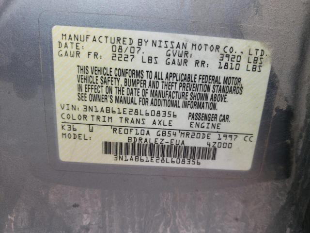 Photo 10 from auction – 2008 NISSAN SENTRA 2.0 with VIN 3N1AB61E28L608356
