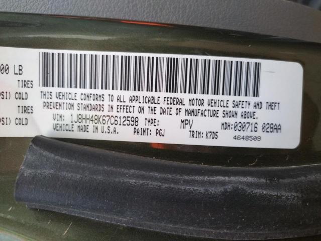 Photo 10 from auction – 2007 JEEP COMMANDER with VIN 1J8HH48K67C612598
