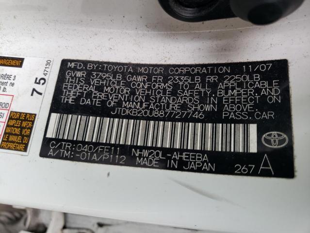 Photo 10 from auction – 2008 TOYOTA PRIUS with VIN JTDKB20U887727746