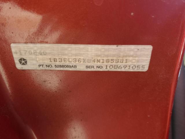 Photo 10 from auction – 2004 DODGE STRATUS ES with VIN 1B3EL36X84N185881