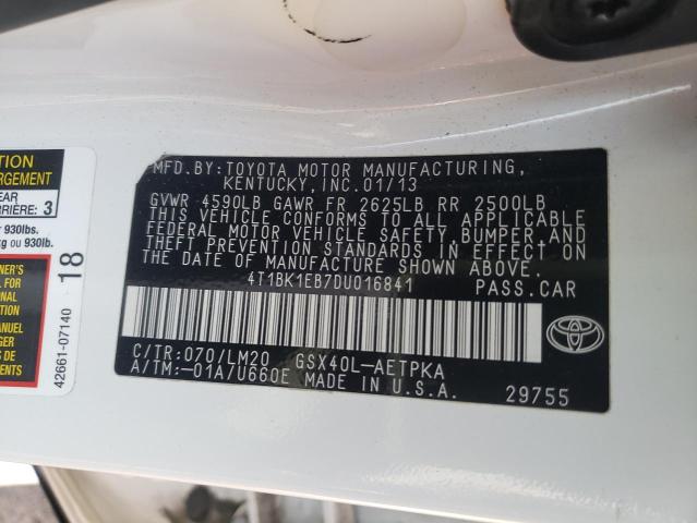 Photo 10 from auction – 2013 TOYOTA AVALON BAS with VIN 4T1BK1EB7DU016841