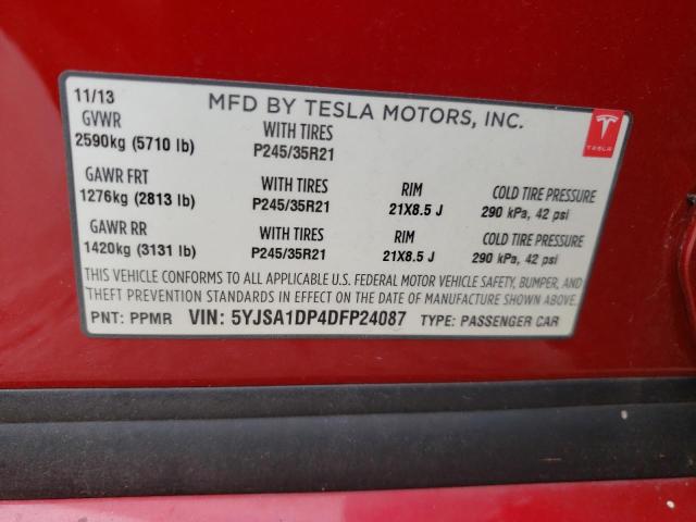 Photo 10 from auction – 2013 TESLA MODEL S with VIN 5YJSA1DP4DFP24087