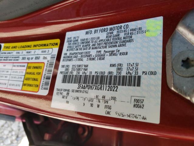 Photo 10 from auction – 2016 FORD FUSION SE with VIN 3FA6P0H7XGR112022