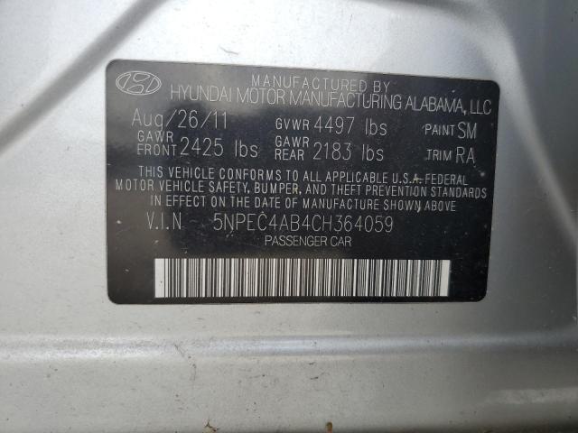 Photo 10 from auction – 2012 HYUNDAI SONATA SE with VIN 5NPEC4AB4CH364059