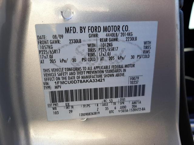 Photo 10 from auction – 2010 FORD ESCAPE XLT with VIN 1FMCU0D78AKA33421