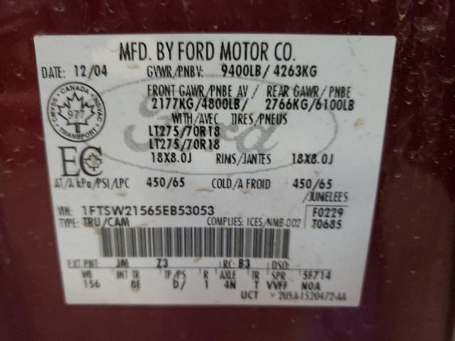 Photo 10 from auction – 2005 FORD F250 SUPER with VIN 1FTSW21565EB53053