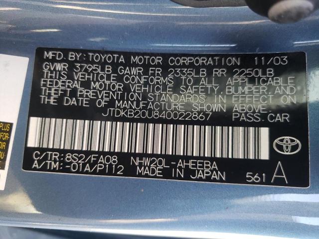 Photo 10 from auction – 2004 TOYOTA PRIUS with VIN JTDKB20U840022867
